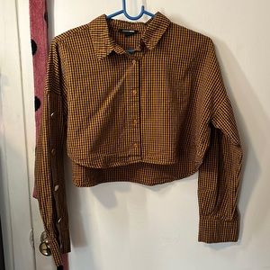 Plaid Crop Top button down